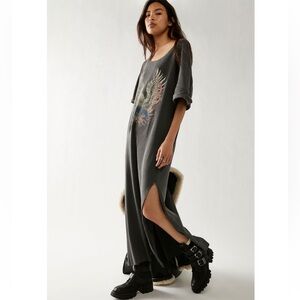 Free People Dark Gray Eagle Graphic Maxi Top
